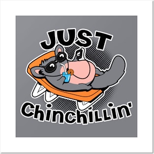 Funny Cute Chinchilla Chilling Cool Summer Beach Slogan Meme Posters and Art